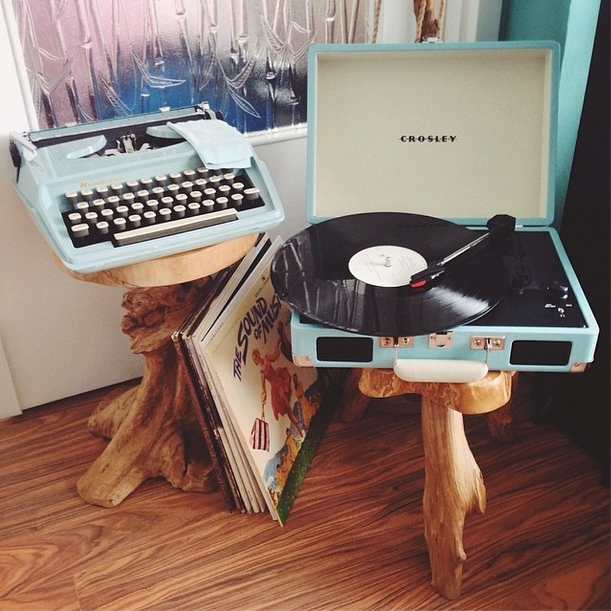 Mijn vintage typemachine en Crosley platenspeler